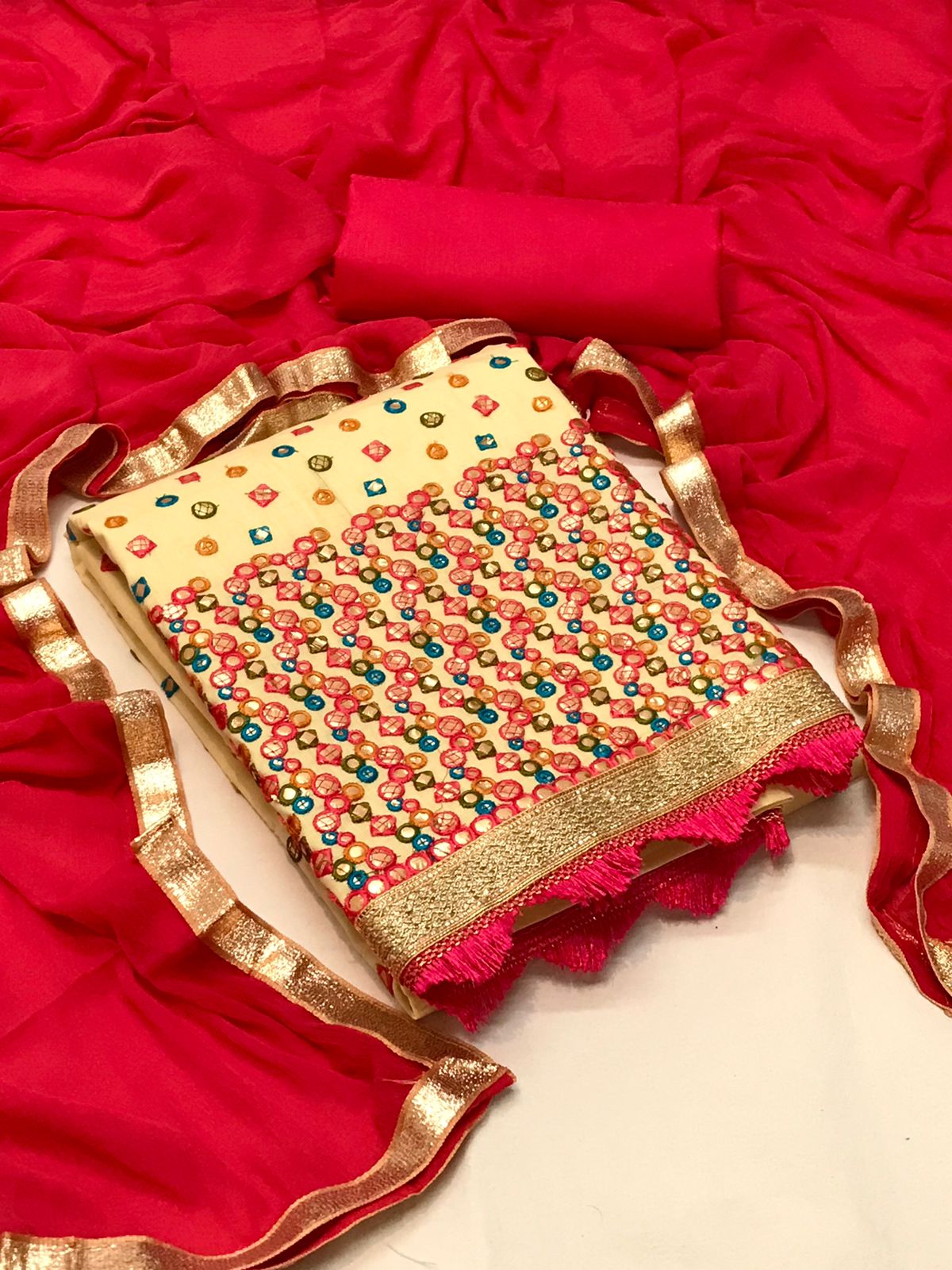 Tcvn Flora New Fancy Festive Wear Cotton Embroidery Dress Material Collection